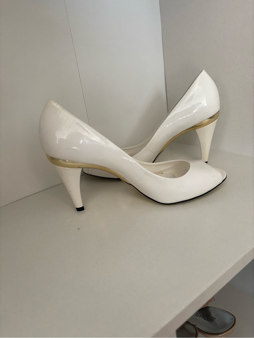 ANTONIO MELANI White Patent Peep-Toe Heels - Picture 3 of 5